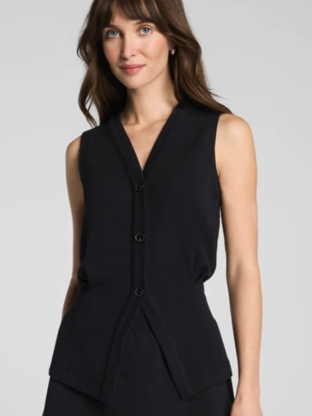 NWT SPANX AirEssentials French Rib Button-Down Vest Size 1X Very Black